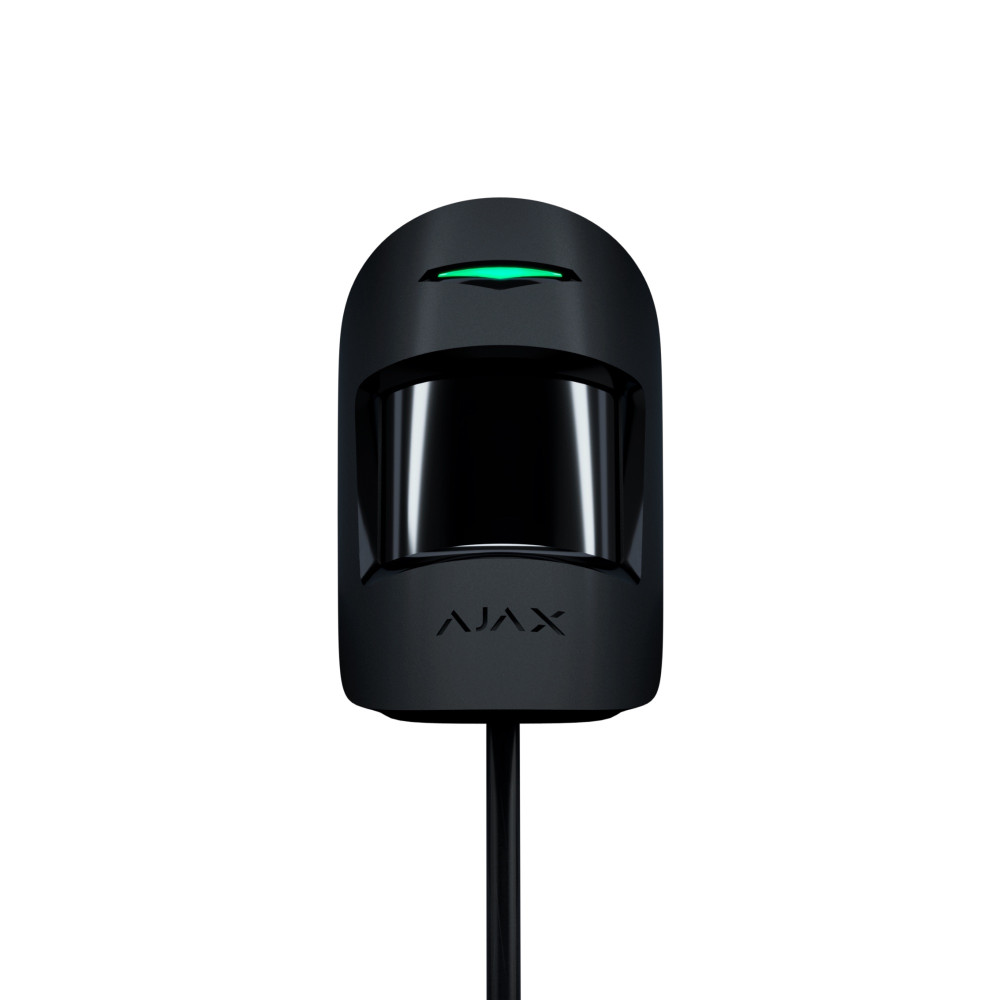 Дротовий кімнатний датчик руху з додатковим мікрохвильовим сенсором Ajax MotionProtect Plus Fibra Black (44407.02.BL1)