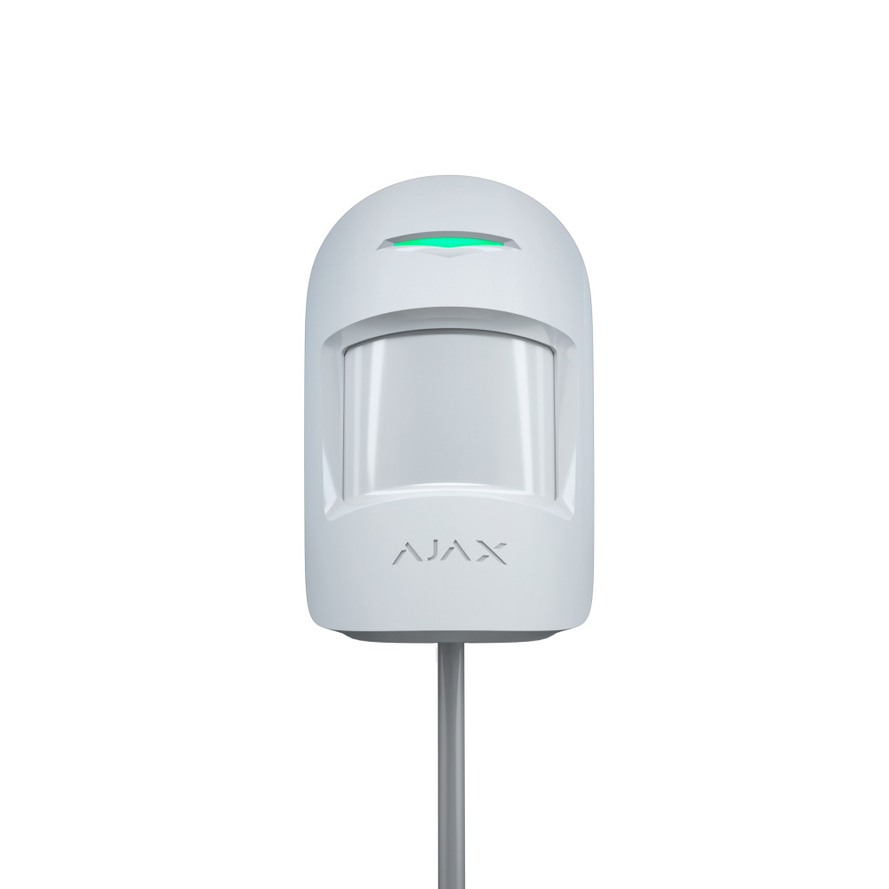 Дротовий кімнатний датчик руху з додатковим мікрохвильовим сенсором Ajax MotionProtect Plus Fibra White (44408.02.WH1)