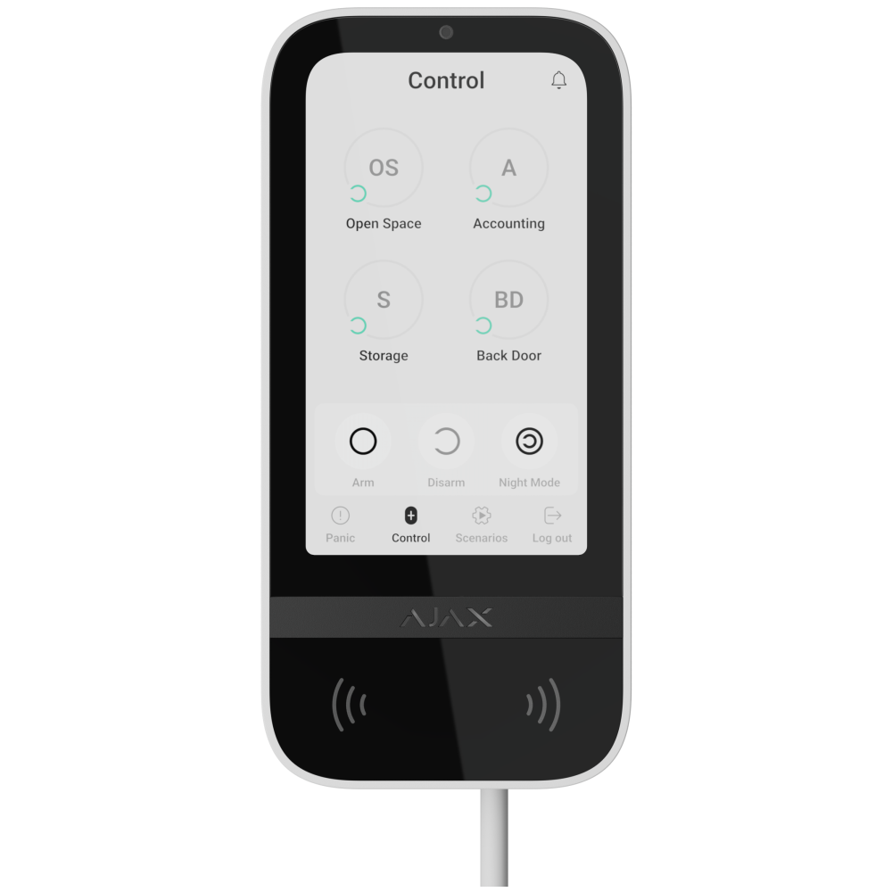 Дротова клавіатура з сенсорним екраном Ajax KeyPad TouchScreen Fibra White (81718.226.WH1)