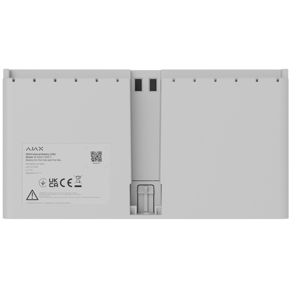 Перезарядна Li-ion батарея для встановлення в EN54 Fire Hub або EN54 Fire ReX Ajax EN54 Internal Battery (24h) White (127876.316.WH)