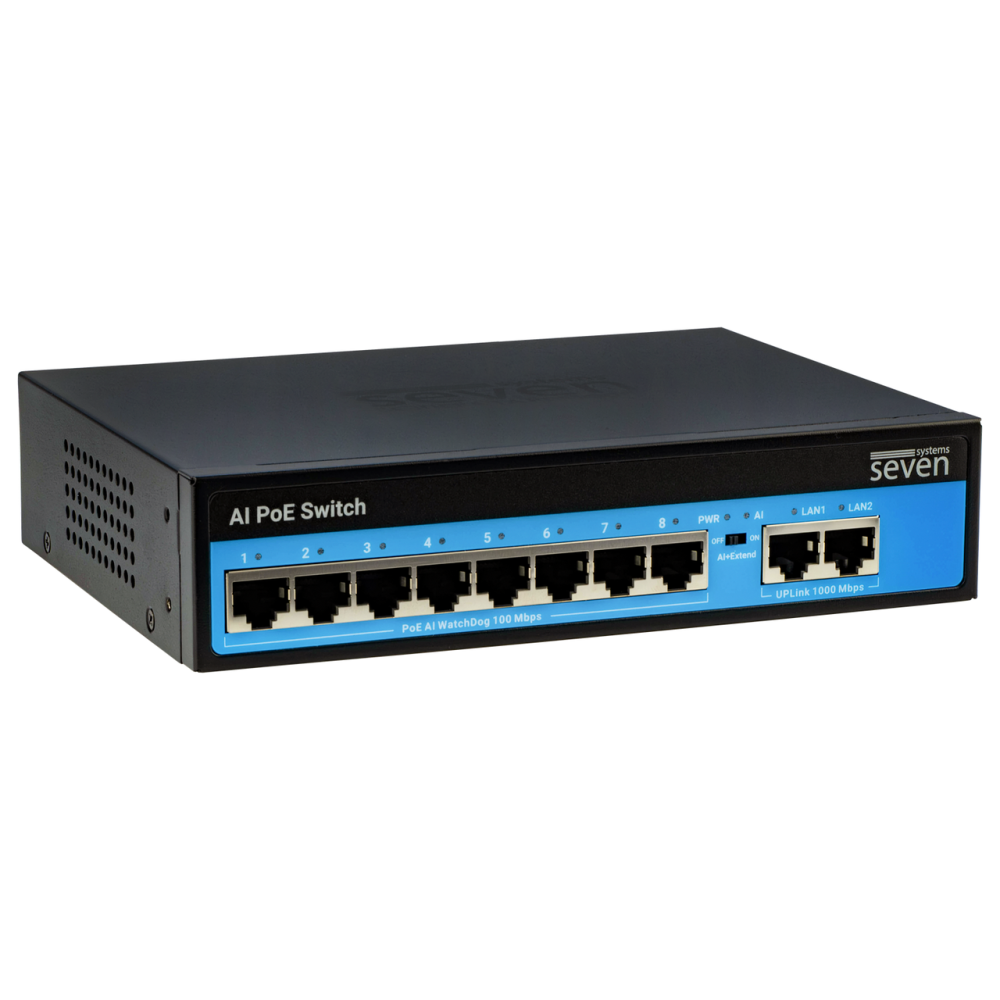 PoE коммутатор 8 портов SEVEN P-7328G (POE: 8, UP: 2G)