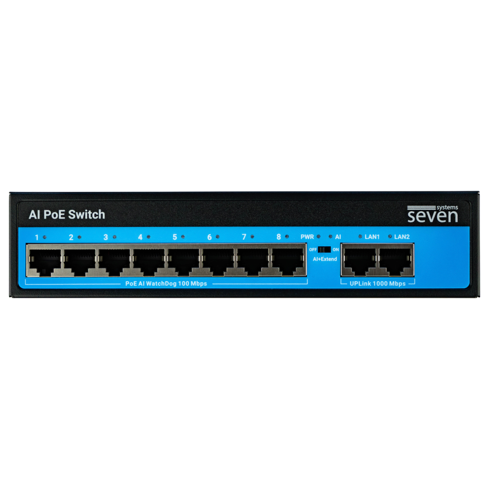PoE коммутатор 8 портов SEVEN P-7328G (POE: 8, UP: 2G)