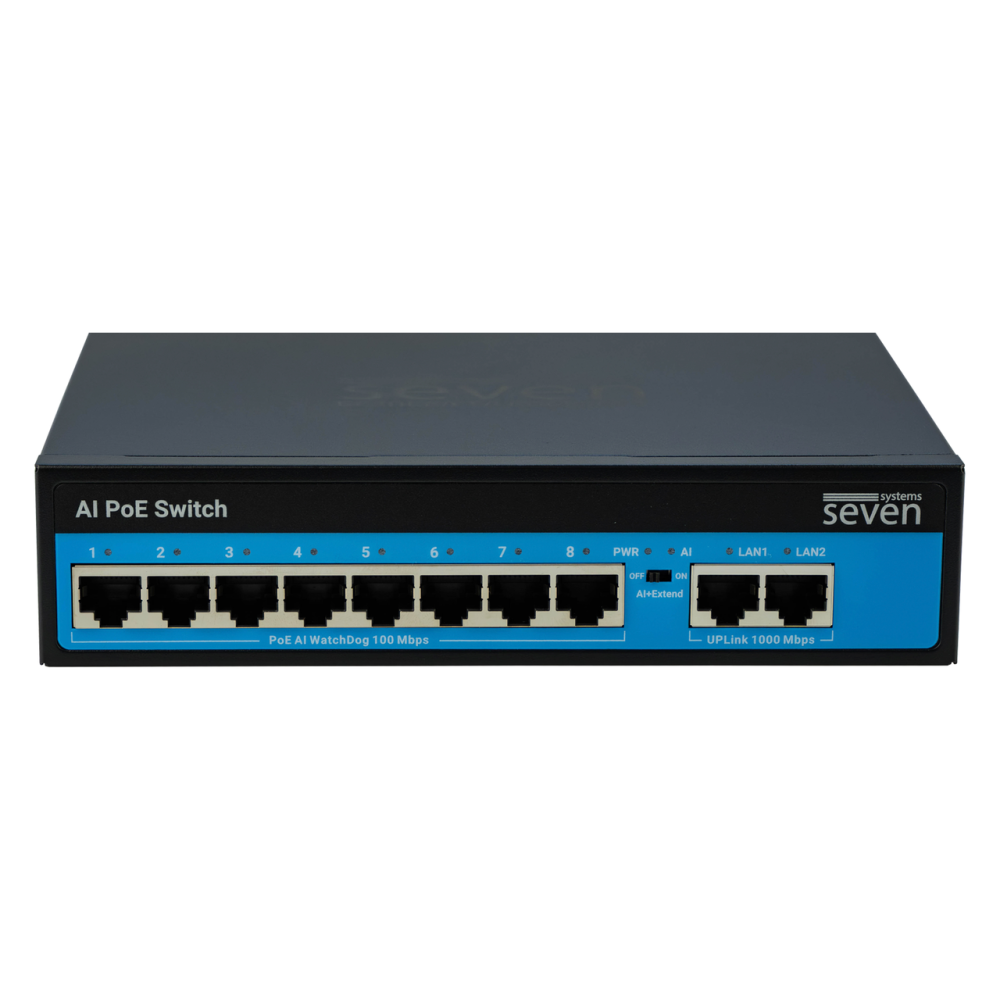 PoE коммутатор 8 портов SEVEN P-7328G (POE: 8, UP: 2G)