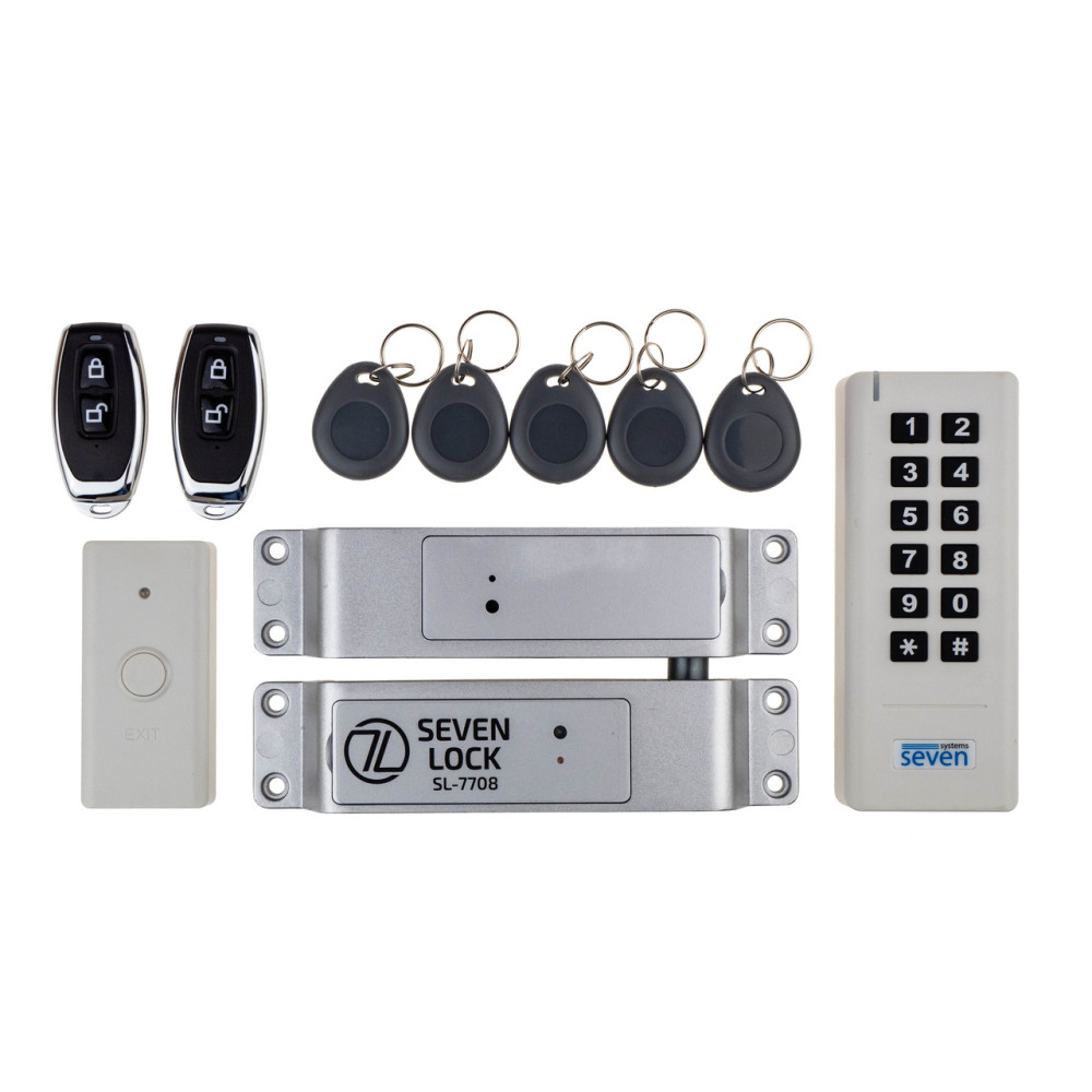 Беспроводной комплект контроля доступа с радиобрелками SEVEN LOCK SL-7708r black