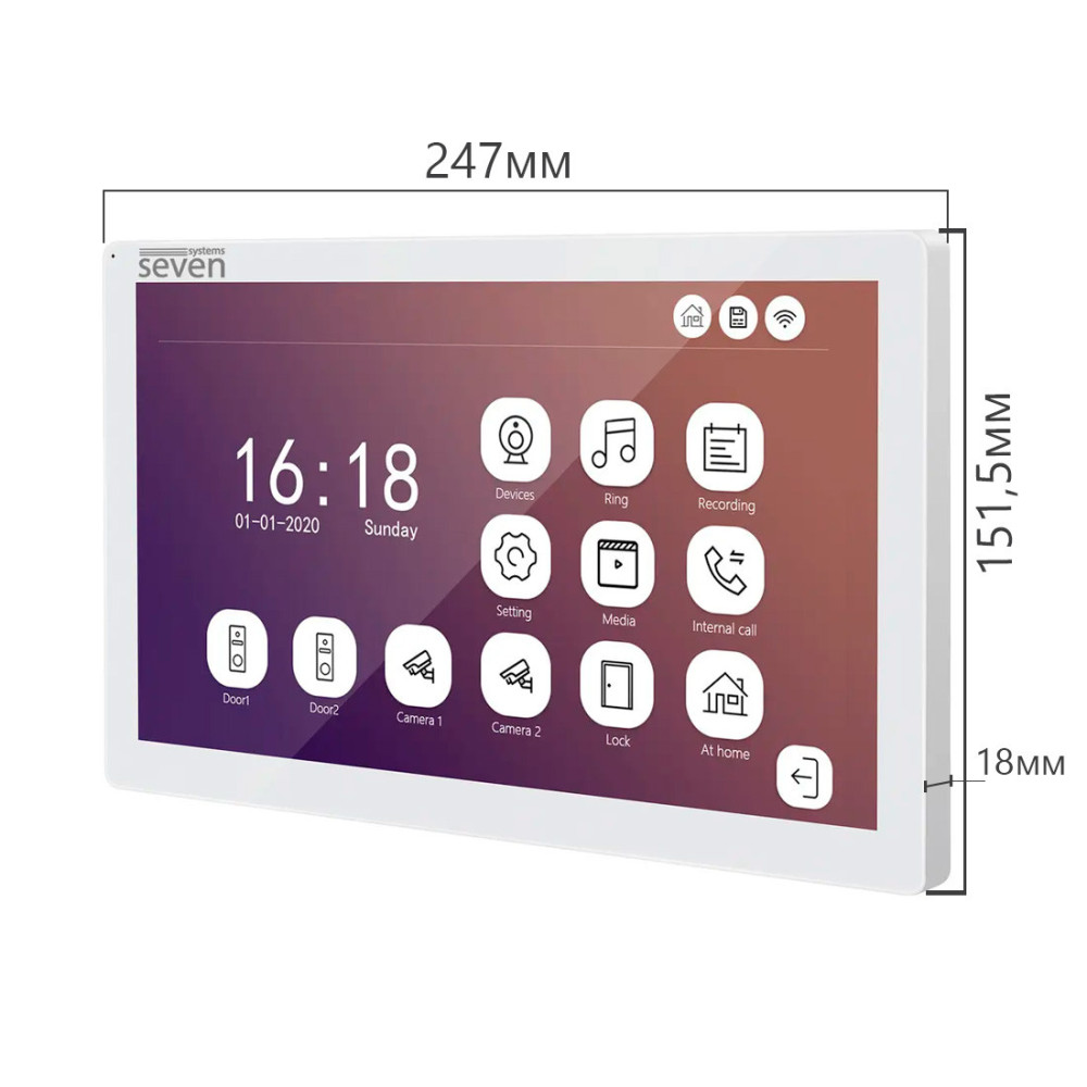IP-видеодомофон 10 дюймов с Wi-Fi SEVEN DP-7517FHDW - IPS white