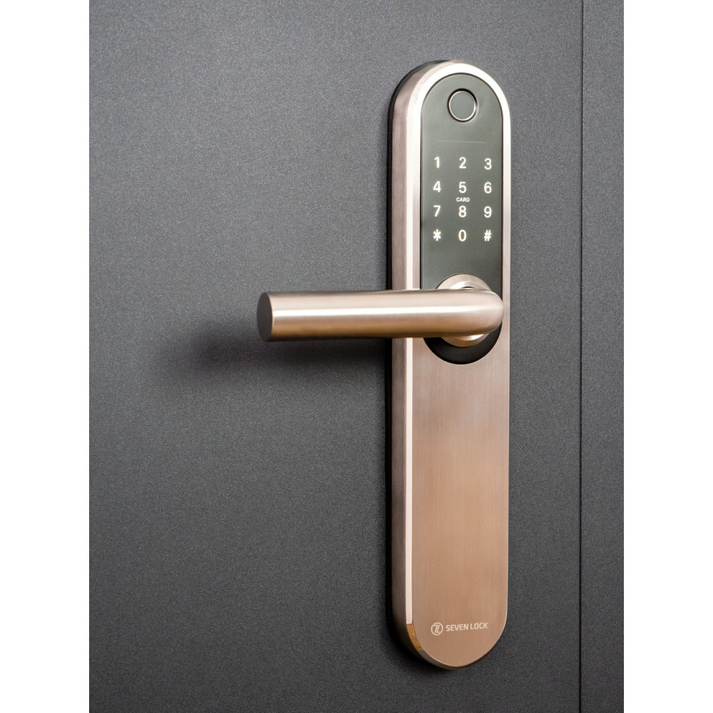 Умный дверной биометрический замок SEVEN LOCK SL-7768BF silver