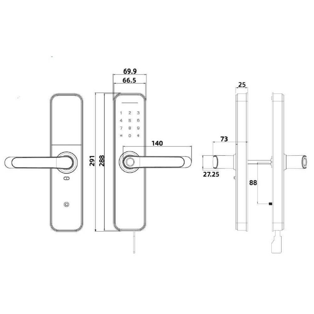 Умный дверной биометрический замок SEVEN LOCK SL-7766BF