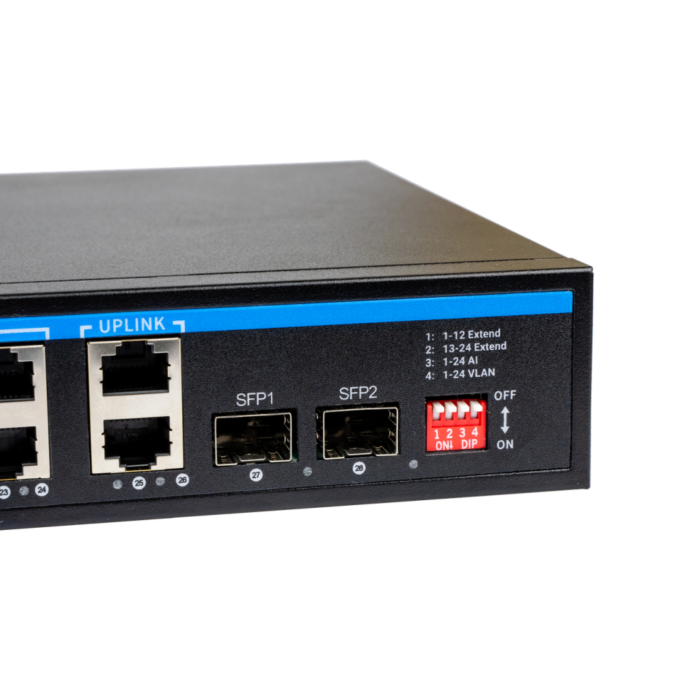 PoE коммутатор 24 порта SEVEN P-73224G-2SFP (POE: 24, UP: 2 Combo G / SFP)