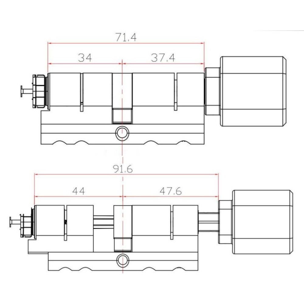 Умный дверной биометрический замок (цилиндр) SEVEN LOCK SL-7774BF black (35-90 мм)