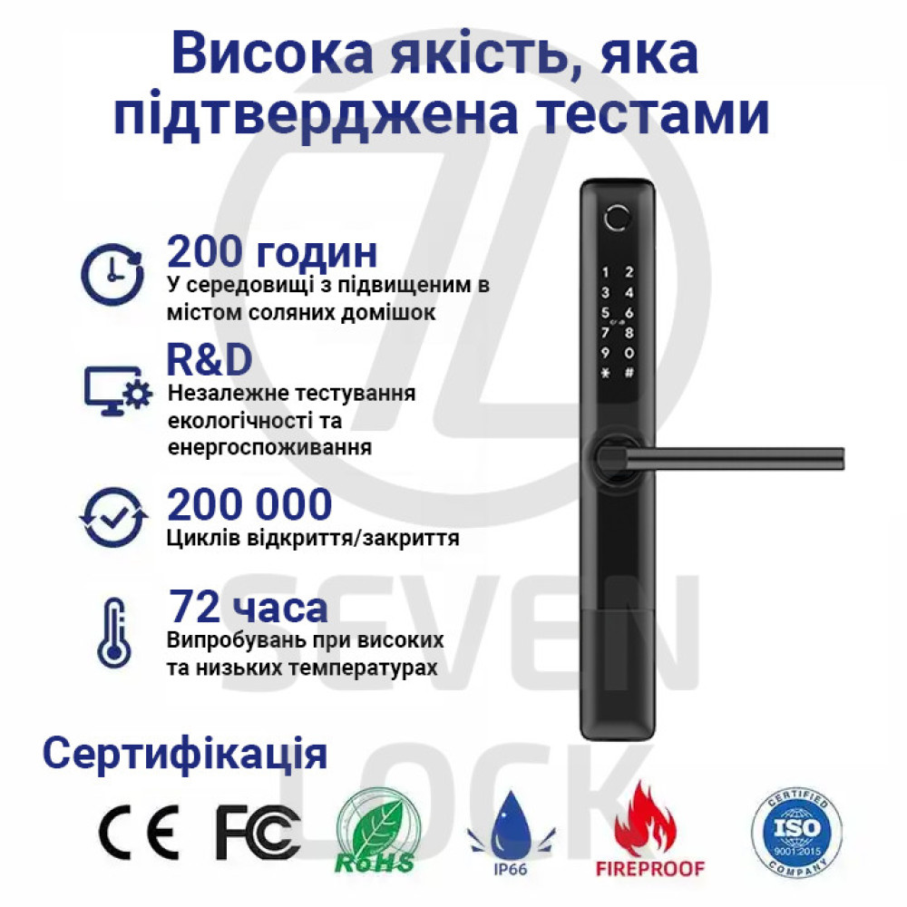 Умный дверной биометрический замок SEVEN LOCK SL-7762BF