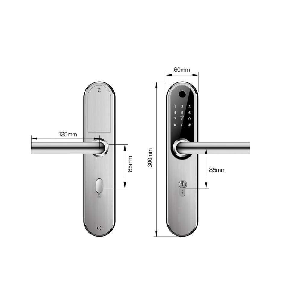 Умный дверной биометрический замок SEVEN LOCK SL-7768BF (85мм) silver