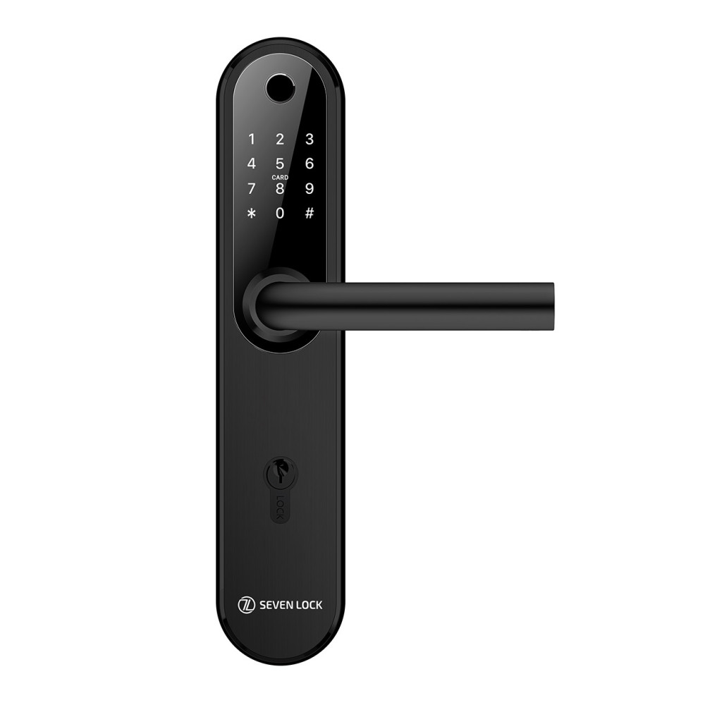 Умный дверной биометрический замок SEVEN LOCK SL-7768BF (85мм) black
