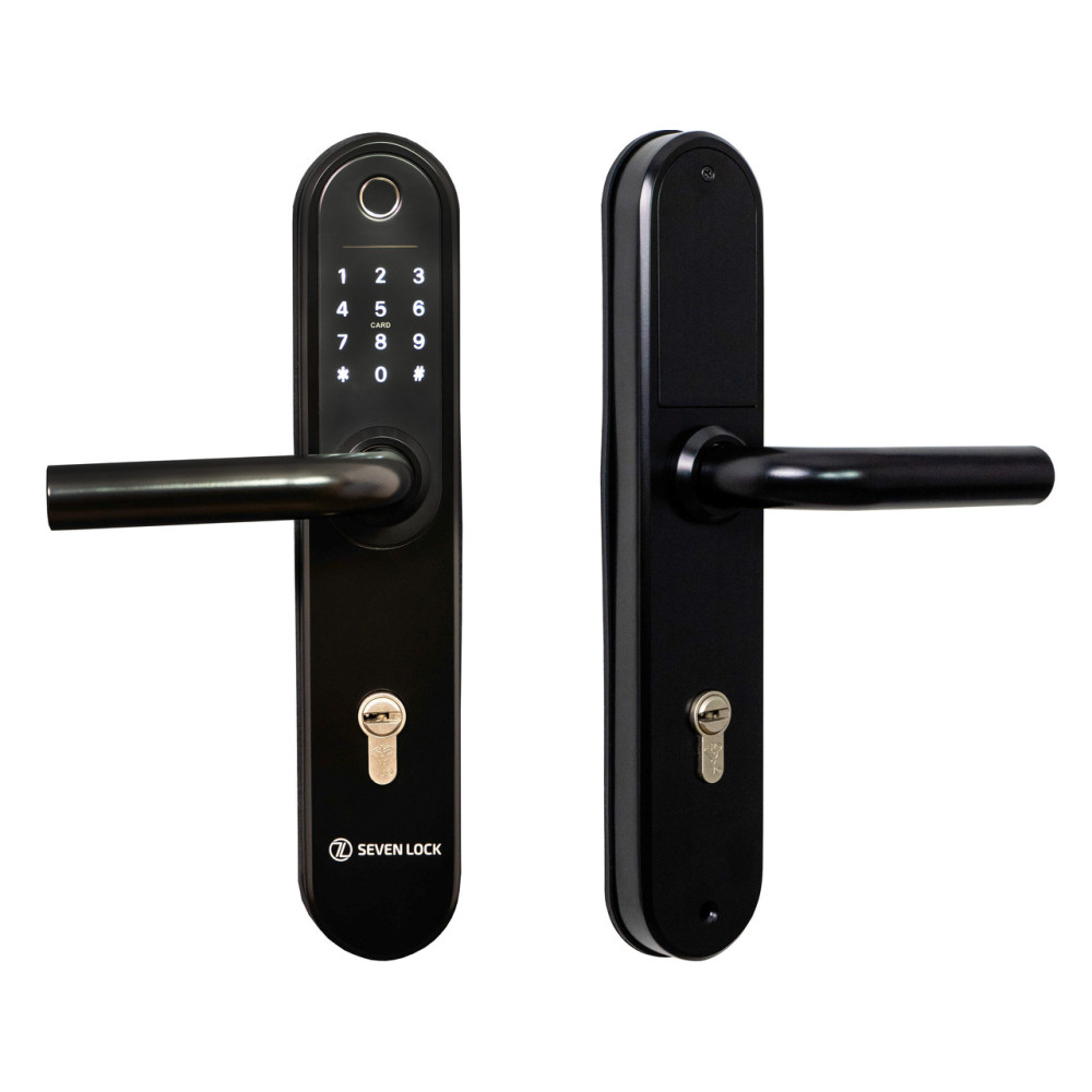 Умный дверной биометрический замок SEVEN LOCK SL-7768BF (85мм) black