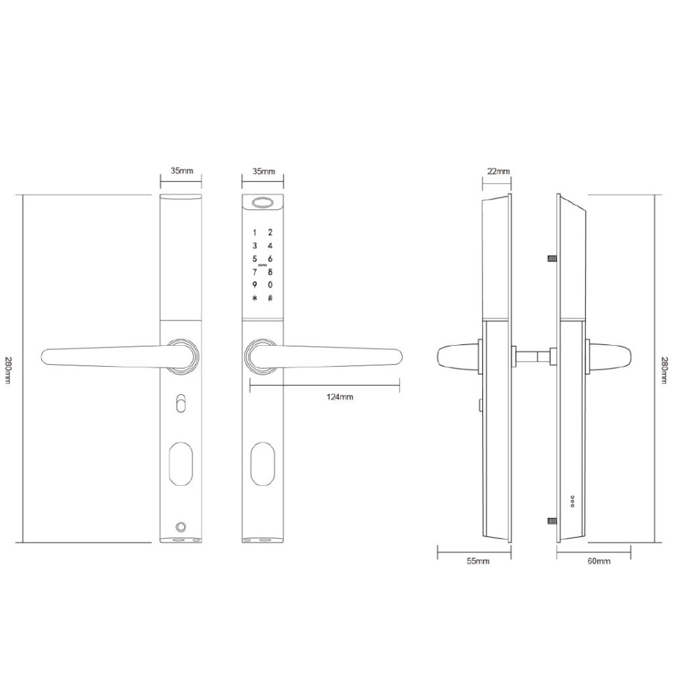 Умный дверной биометрический замок SEVEN LOCK SL-7763BF black