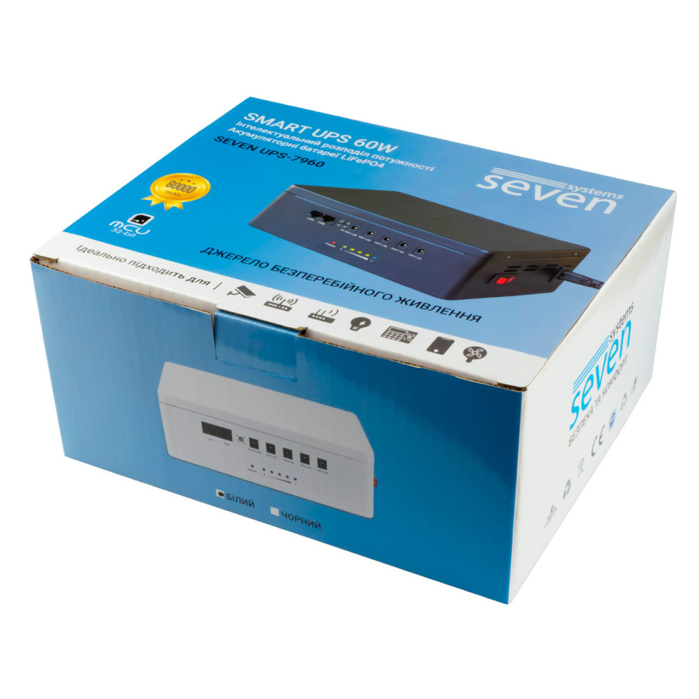 ИБП SEVEN UPS-7960 white 60W LiFePO4 с регулировкой выходного напряжения
