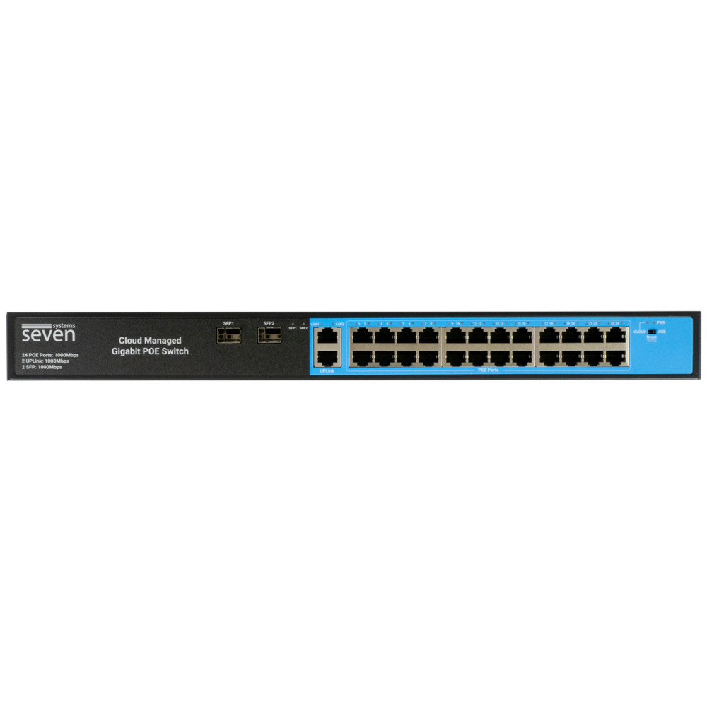 Облачно управляемый гигабитный 28-портовый PoE-коммутатор SEVEN GPS424 (Cloud POE: 24G, UP: 2G+2SFP)