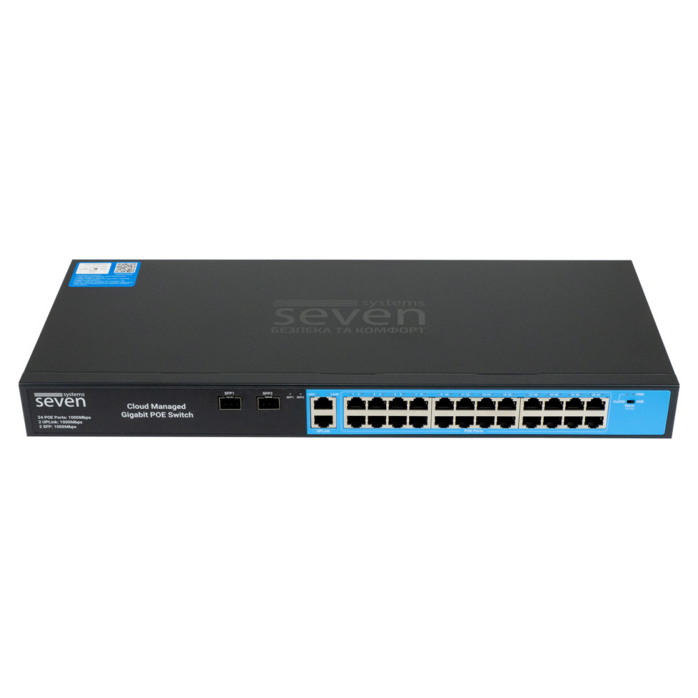 Облачно управляемый гигабитный 28-портовый PoE-коммутатор SEVEN GPS424 (Cloud POE: 24G, UP: 2G+2SFP)