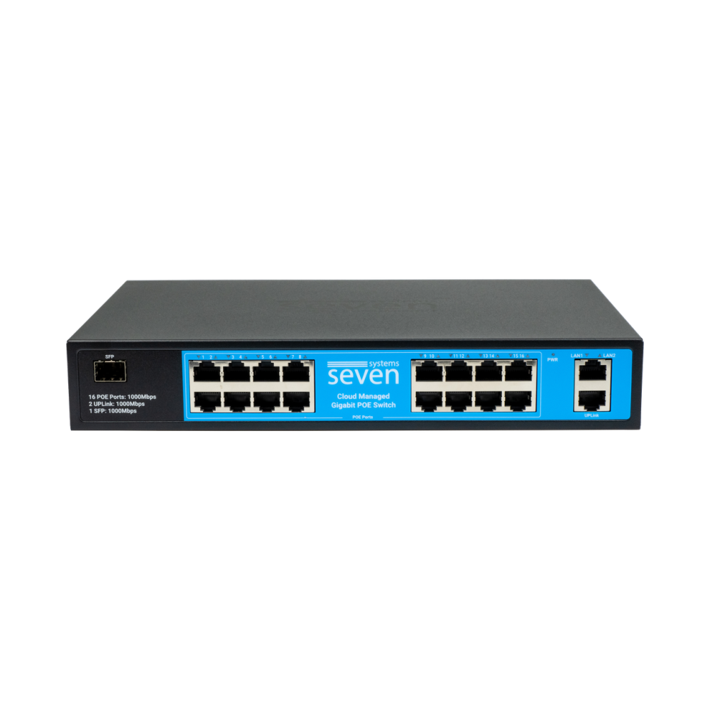 Облачно управляемый гигабитный 19-портовый PoE-коммутатор SEVEN GPS316 (Cloud POE: 16G, UP: 2G+1SFP)