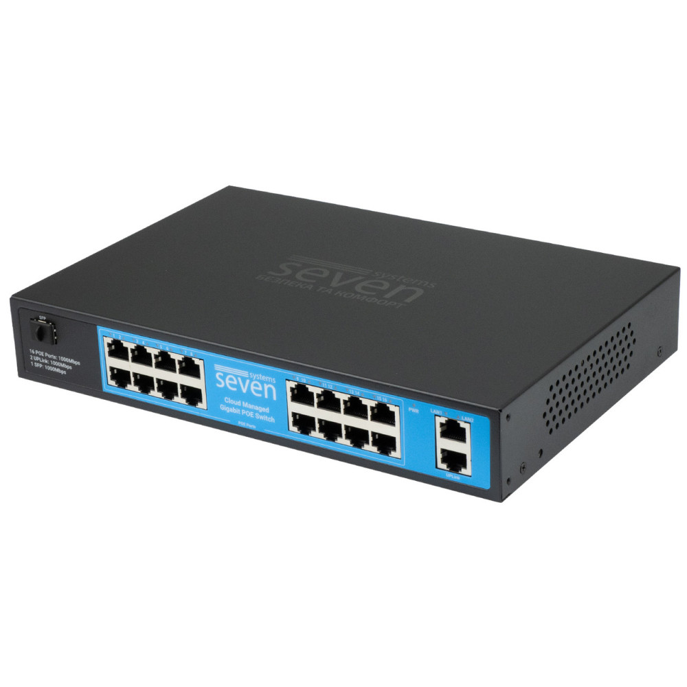 Облачно управляемый гигабитный 19-портовый PoE-коммутатор SEVEN GPS316 (Cloud POE: 16G, UP: 2G+1SFP)