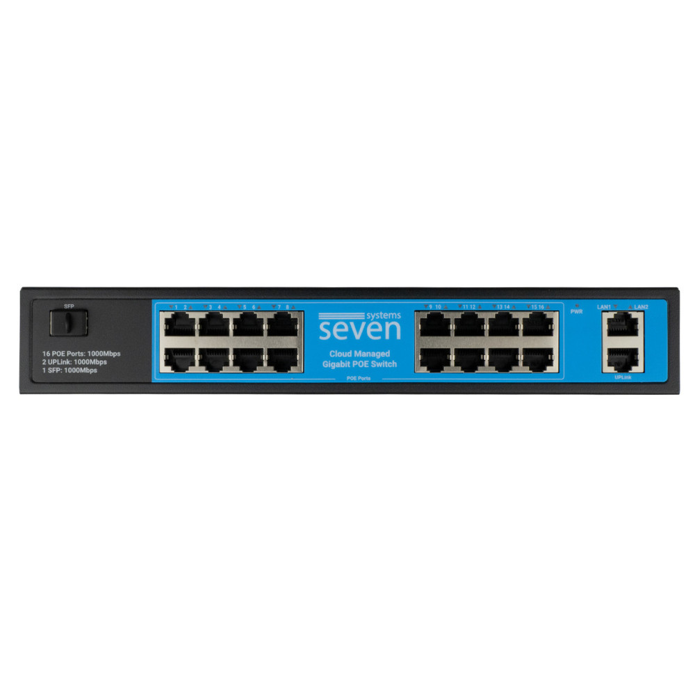 Облачно управляемый гигабитный 19-портовый PoE-коммутатор SEVEN GPS316 (Cloud POE: 16G, UP: 2G+1SFP)