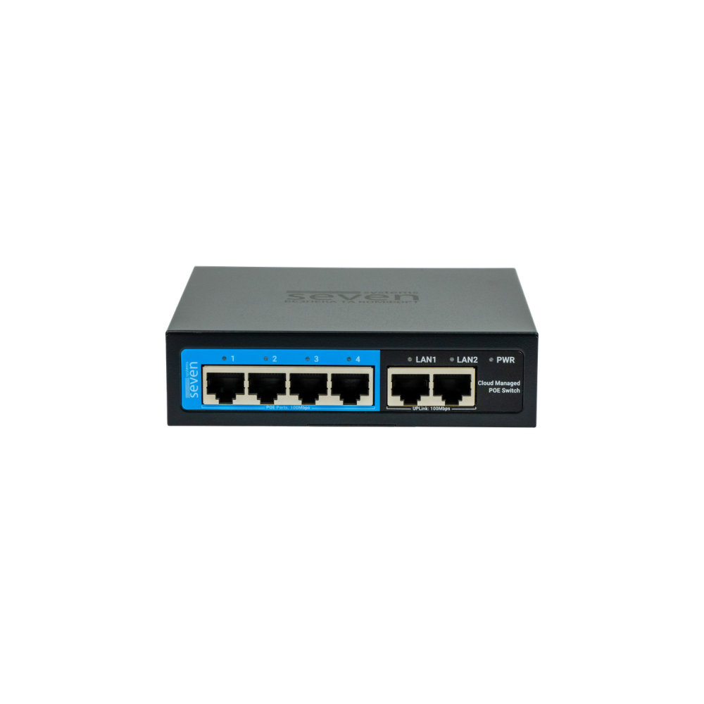 Облачно управляемый 6-портовый PoE-коммутатор SEVEN PS204D (Cloud POE: 4, UP: 2)