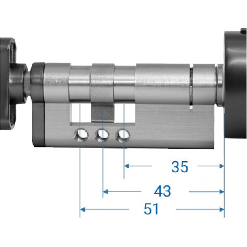 Умный дверной биометрический замок (цилиндр) SEVEN LOCK SL-7773BF silver (40-106 мм)