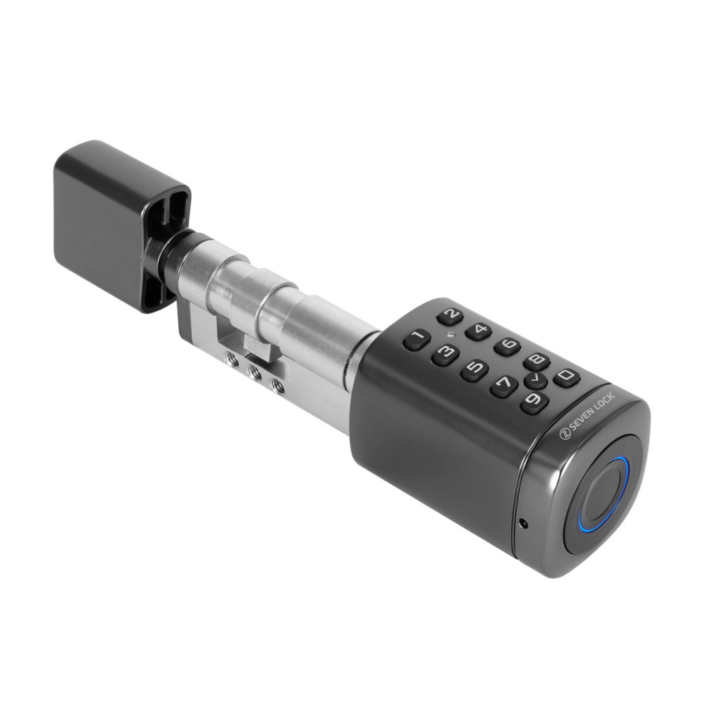 Умный дверной биометрический замок (цилиндр) SEVEN LOCK SL-7773BF black (40-106 мм)
