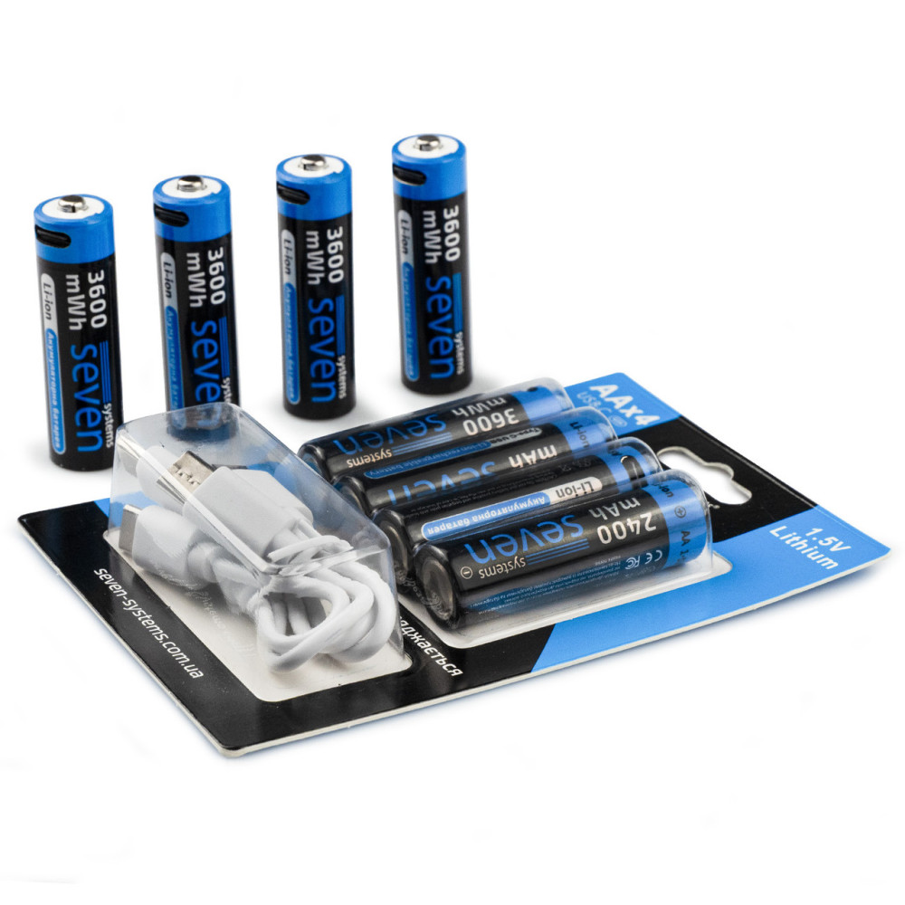 Аккумуляторная батарейка SEVEN AA 1.5V Li-ion 4 шт