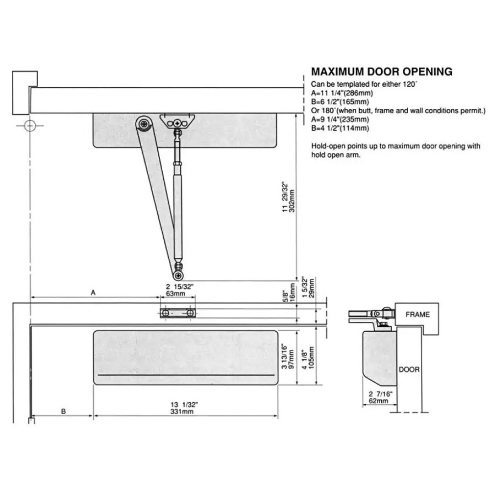 Доводчик дверей 200 кг RYOBI 4550 dark bronze
