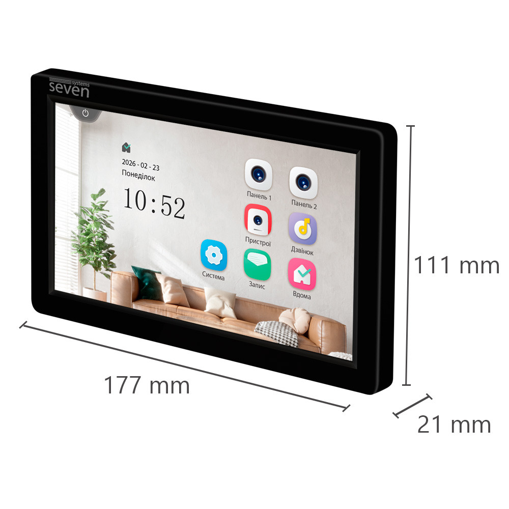 Видеодомофон 7 дюймов SEVEN DP-7570 FHD IPS black