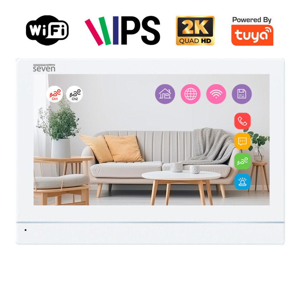 Видеодомофон 7 дюймов с Wi-Fi SEVEN DP-7576-W2K white
