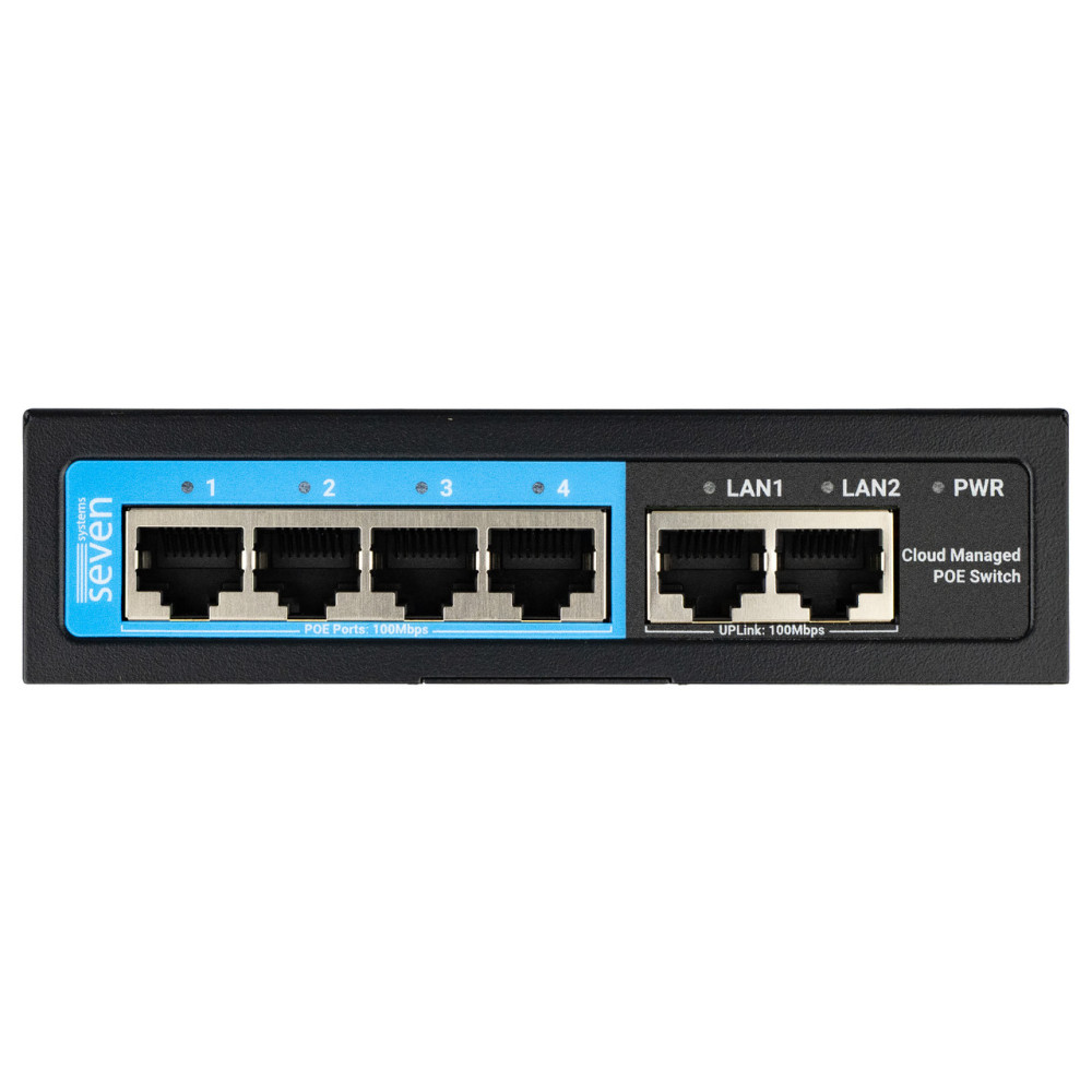 Облачно управляемый 6-портовый PoE-коммутатор SEVEN PS204D-12V (Cloud POE: 4, UP: 2)
