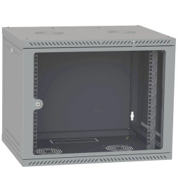 Шафа телекомунікаційна двері скло (сіра) IPCOM 9U 600x600