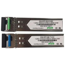 Модуль SFP (комплект 2шт) Ewind EW-SFP-GE-T1310 / EW-SFP-GE-R1550 1.25G, Single-mode single Fiber, 20km, LC connector, Tx1310/Rx1550nm : 1310nm is transmitter，1550nm is receiver