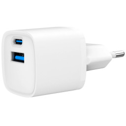 Мережевий зарядний пристрій Gembird TA-UC-PDQC20-W-01 (USB Type A + USB Type C) Мережевий зарядний пристрій Gembird TA-UC-PDQC20-W-01 (USB Type A + USB Type C)