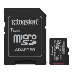 Карта пам'яті Kingston microSD 256GB C10 UHS-I A1 V10 R150MB/s + SD Карта пам'яті Kingston microSD 256GB C10 UHS-I A1 V10 R150MB/s + SD