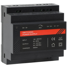 Блок живлення на DIN рейку DR12060-02B 12V/5A Блок живлення на DIN рейку DR12060-02B 12V/5A