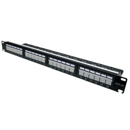 Патч-панель 19" 24xRJ-45 UTP, кат. 6a, із заднім організатором з пластиковими шторками, LW L&W ELECTRONICAL LW-PP74 Патч-панель 19" 24xRJ-45 UTP, кат. 6a, із заднім організатором з пластиковими шторками, LW L&W ELECTRONICAL LW-PP74
