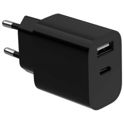 Мережевий зарядний пристрій Gembird TA-UC-2AC12-01-BK (USB Type A + USB Type C) Мережевий зарядний пристрій Gembird TA-UC-2AC12-01-BK (USB Type A + USB Type C)