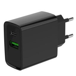 Мережевий зарядний пристрій Gembird TA-UC-PDQC20-01-BK (USB Type A + USB Type C) Мережевий зарядний пристрій Gembird TA-UC-PDQC20-01-BK (USB Type A + USB Type C)