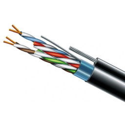 Кабель вита пара ЗЗКМ (FTP мідь вуличний із тросом) Cat. 5e F/UTP PE 4х2х24 AWG + S. M. трос (к)(72113) бухта 500м. Кабель вита пара ЗЗКМ (FTP мідь вуличний із тросом) Cat. 5e F/UTP PE 4х2х24 AWG + S. M. трос (к)(72113) бухта 500м.
