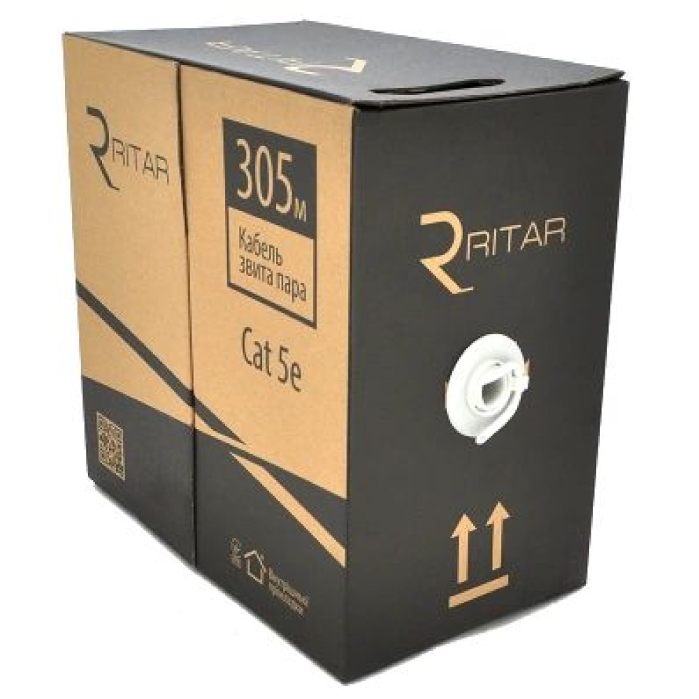 Кабель Ritar зовнішній з дротом КНПП UTP (4*2*0.51) 4p 24 AWG ПЕ (305м) чорний Кабель Ritar зовнішній з дротом КНПП UTP (4*2*0.51) 4p 24 AWG ПЕ (305м) чорний