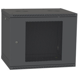 Шафа телекомунікаційна двері перфорація (чорна) IPCOM 12U 600x600