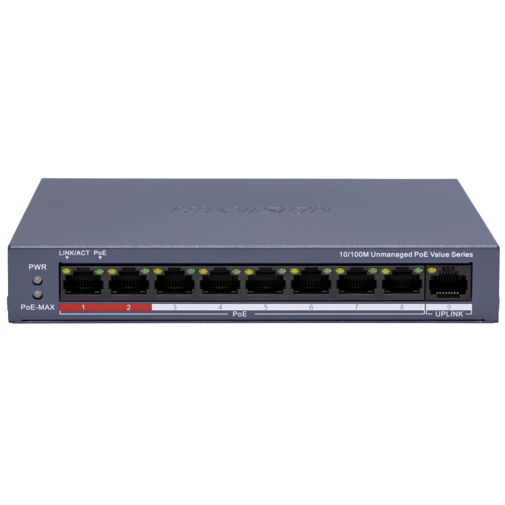 Комутатор 9 портів некерований Hikvision DS-3E0109P-E/M(C) POE