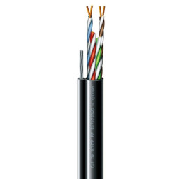 Кабель кручена пара ЗЗКМ (UTP мідь вуличний з тросом) Cat. 5e U/UTP РЕ steel cord 4x2x24 AWG (k) трос (70910181) бухта 305м Кабель кручена пара ЗЗКМ (UTP мідь вуличний з тросом) Cat. 5e U/UTP РЕ steel cord 4x2x24 AWG (k) трос (70910181) бухта 305м