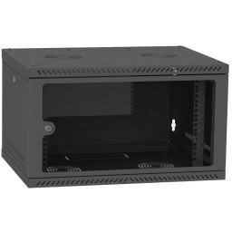 Шафа телекомунікаційна двері скло (чорна) IPCOM 6U 600x450