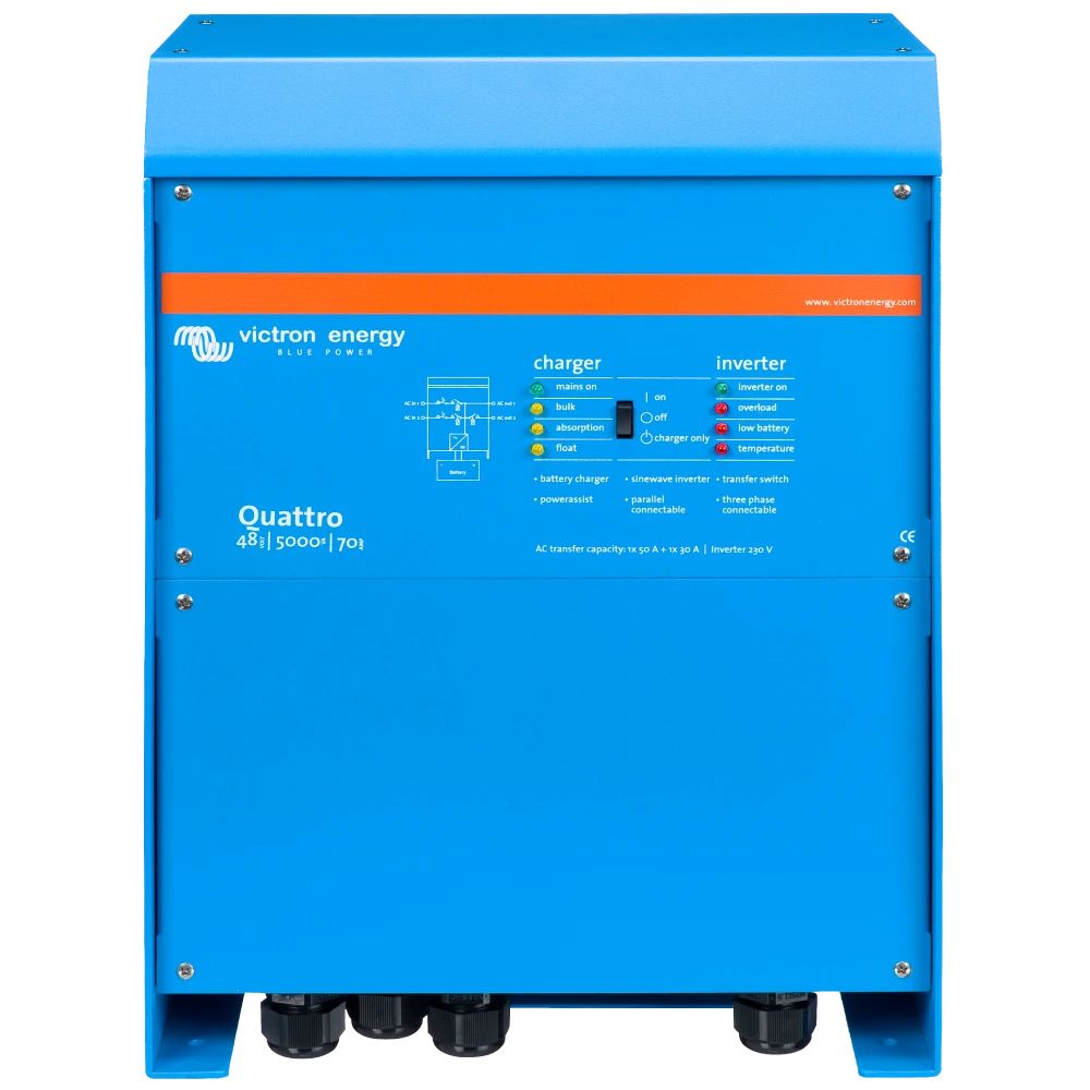 Інвертор VictronEnergy Quattro 48/5000/70-100/100 однофазний чиста синусоїда Інвертор VictronEnergy Quattro 48/5000/70-100/100 однофазний чиста синусоїда